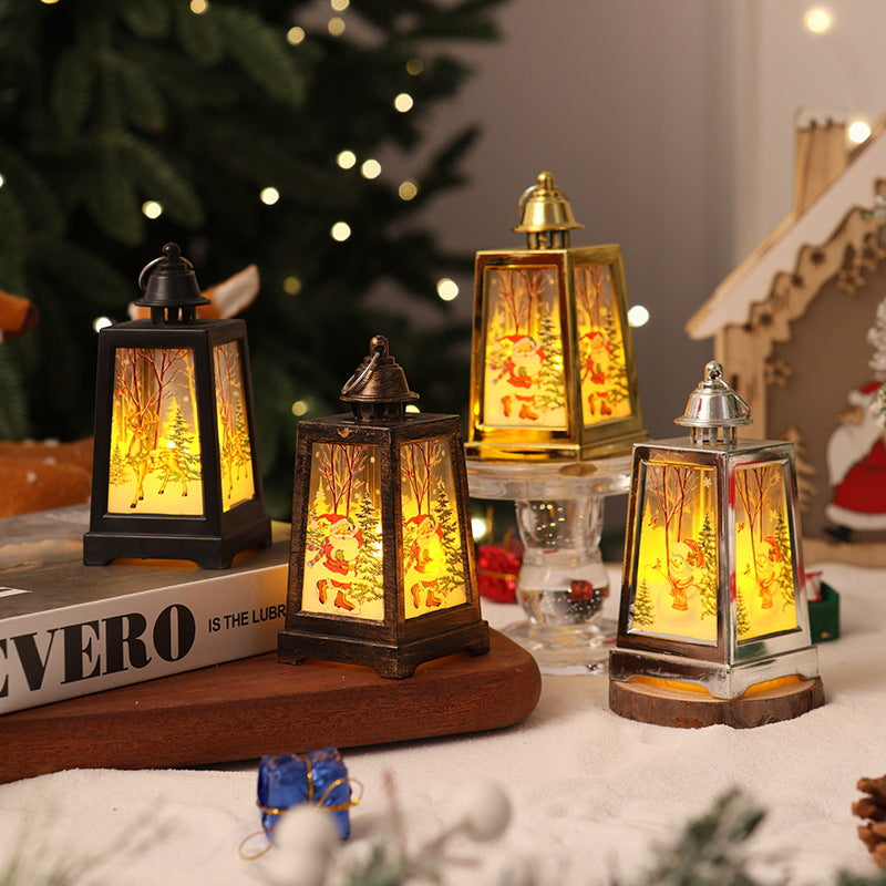 Decoración de farol navideño iluminado