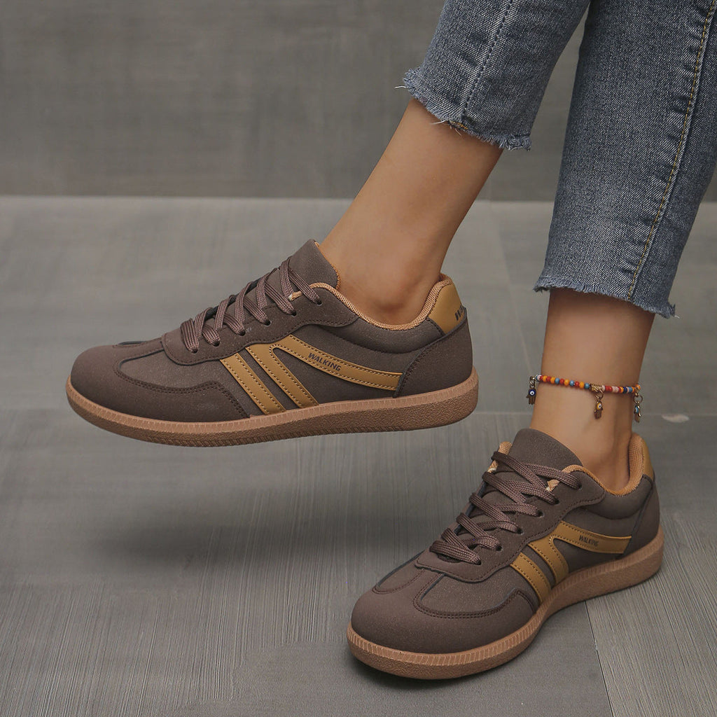 Damskie retro casualowe sneakersy do chodzenia z sznurowaniem