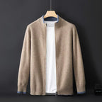 Men's Minimalist Zip-Up Knit Cardigan