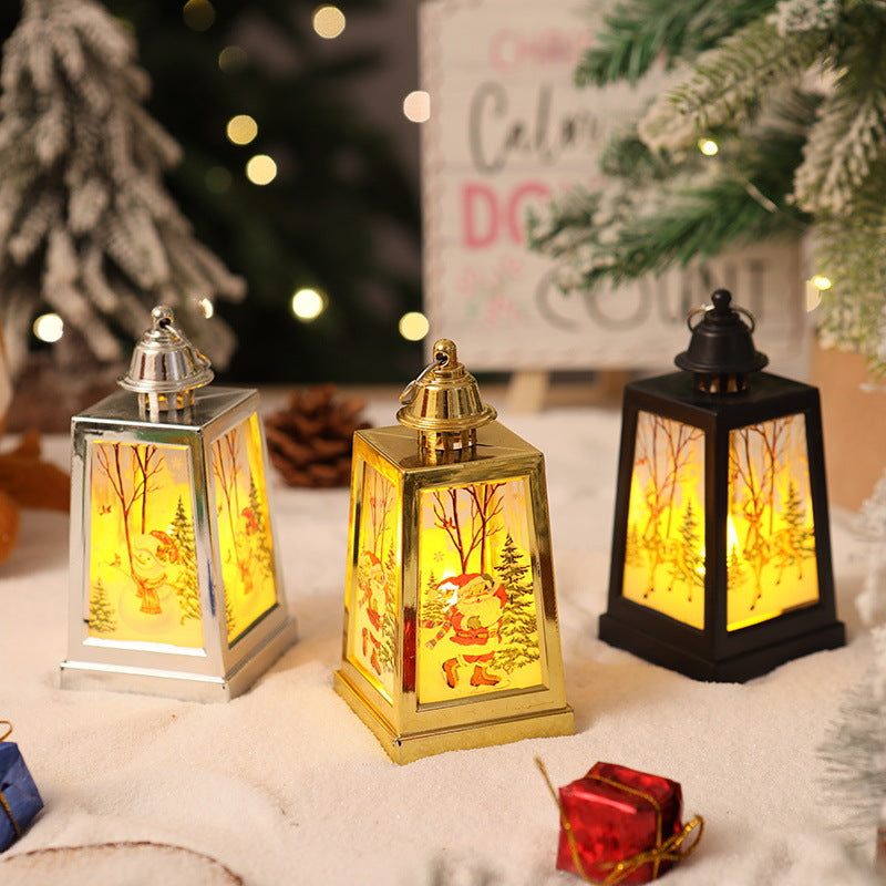Decoración de farol navideño iluminado