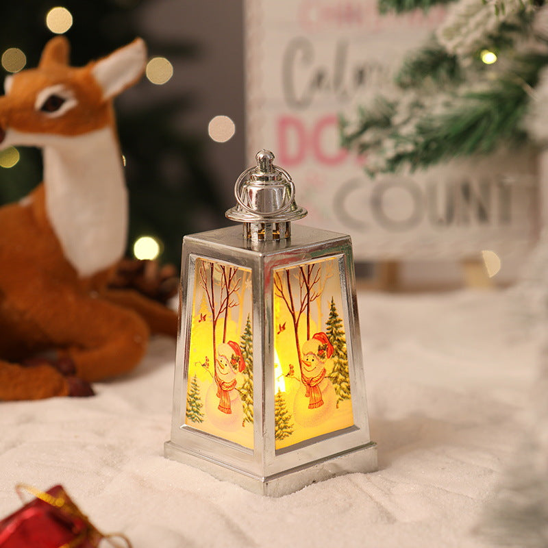 Decoración de farol navideño iluminado