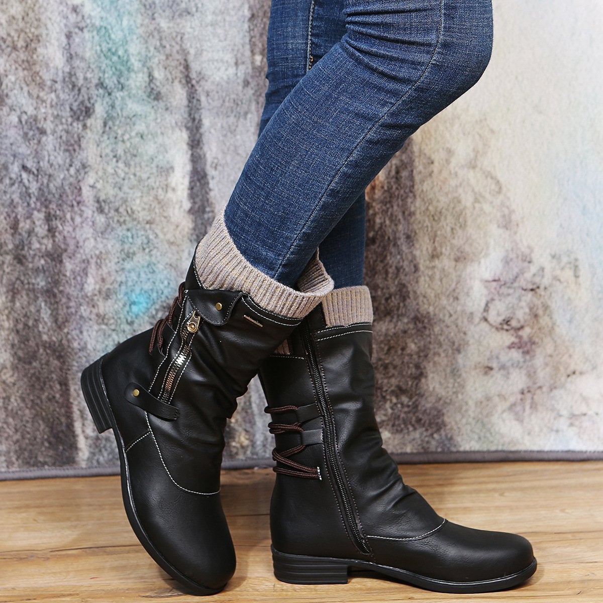 Women's Mid-Calf Side Zip Casual Boots