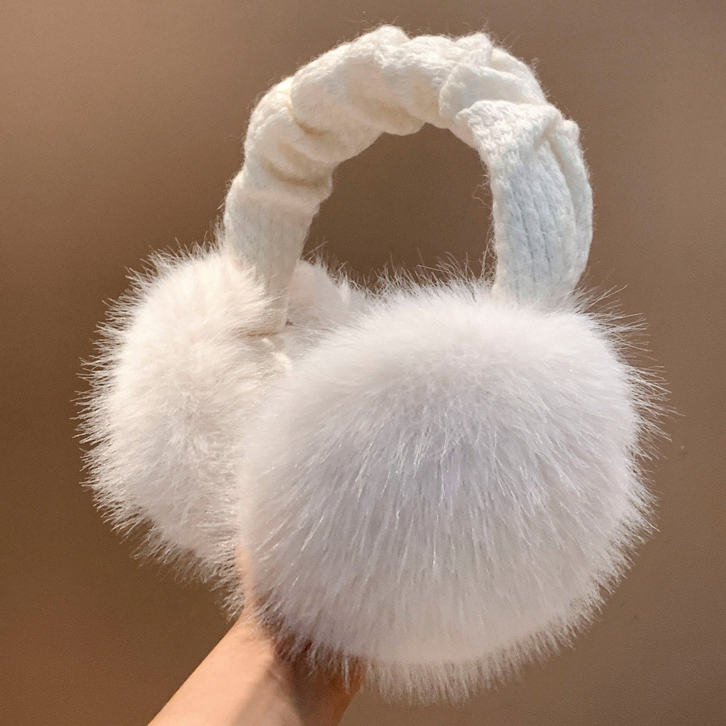 Winter-Ohrenschützer aus Kunstfell mit gestricktem Stirnband