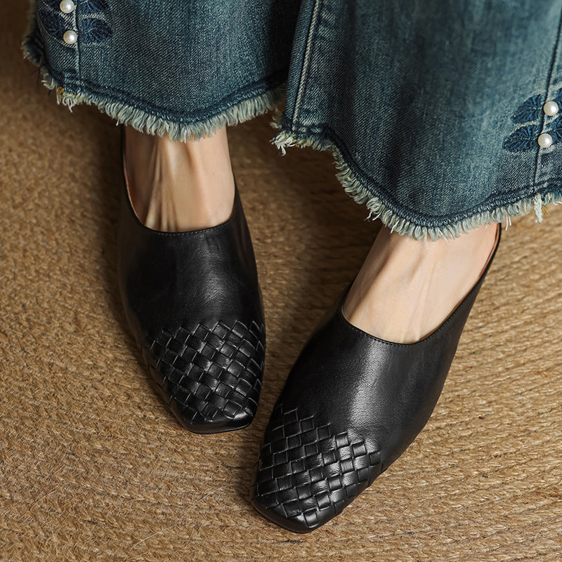 Mules plates tressées pour femmes