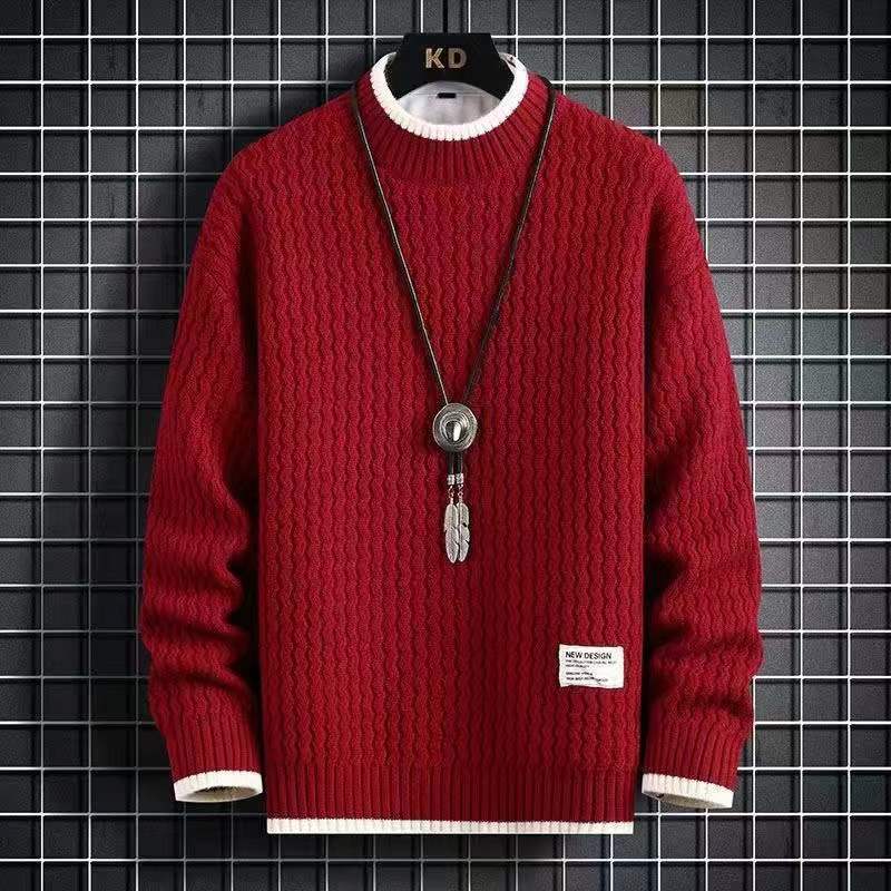 Pull texturé à col rond pour homme