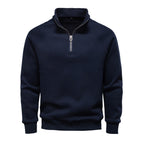 Herresweater med kort lynlås og høj krave