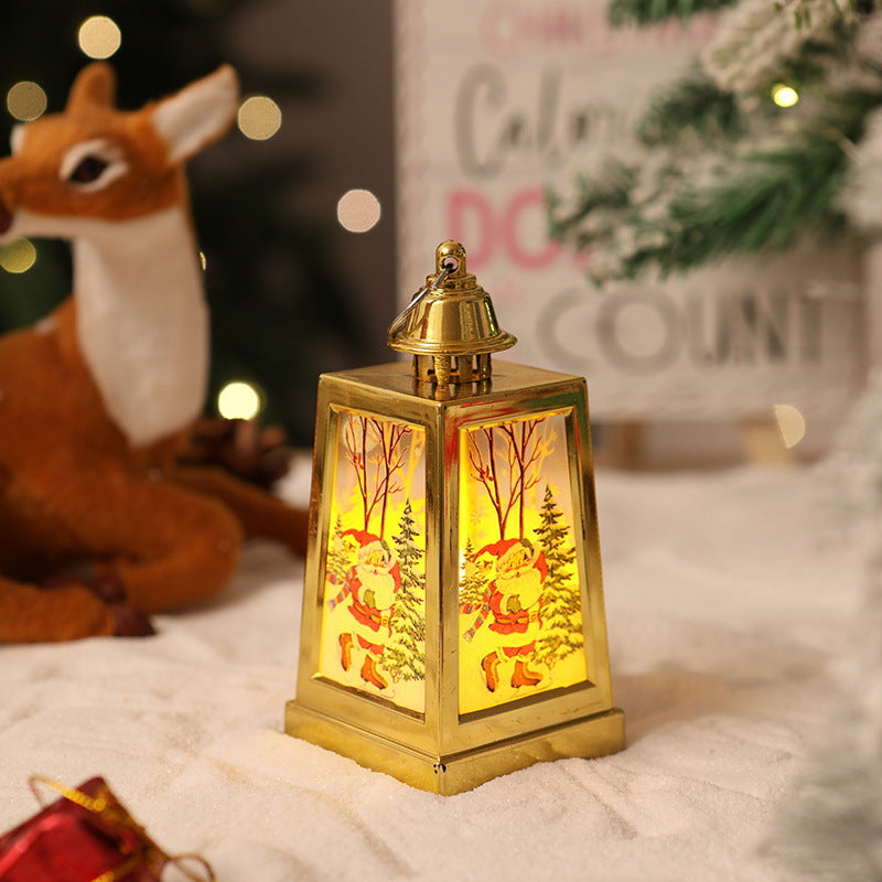 Decoración de farol navideño iluminado