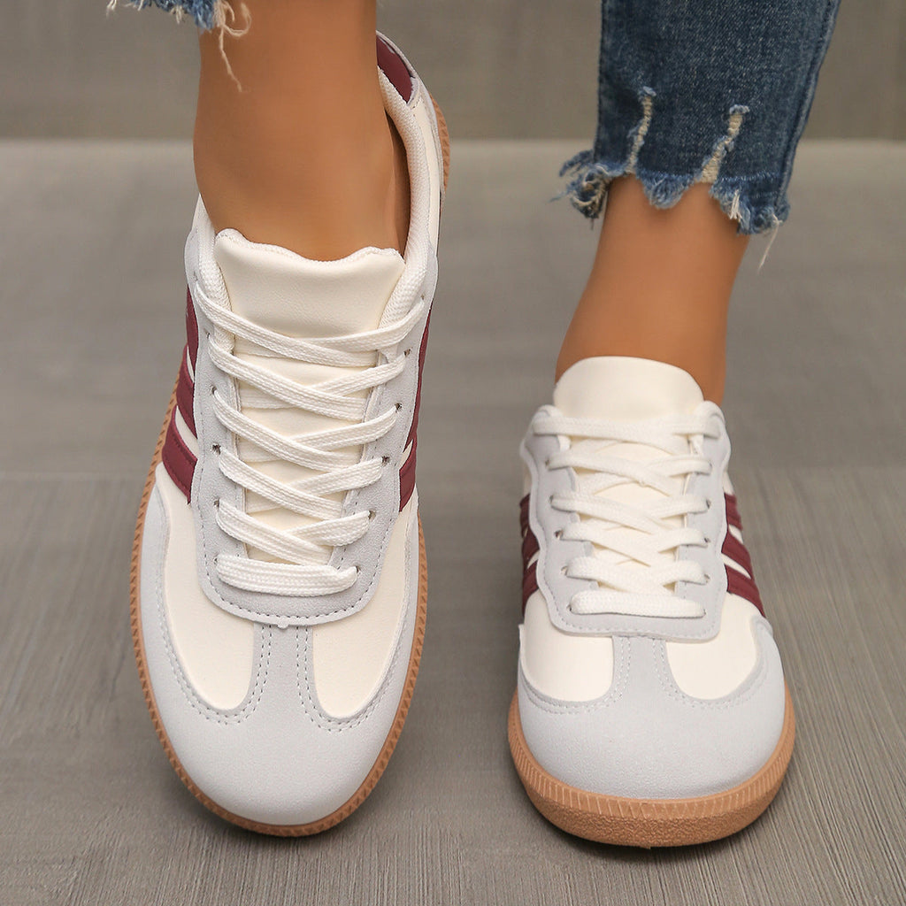 Damskie retro casualowe sneakersy do chodzenia z sznurowaniem