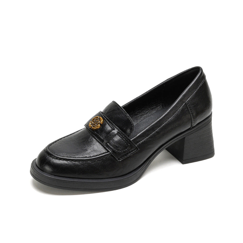 Mocassins pour femmes à talon carré et à enfiler