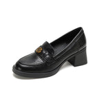Mocassins pour femmes à talon carré et à enfiler