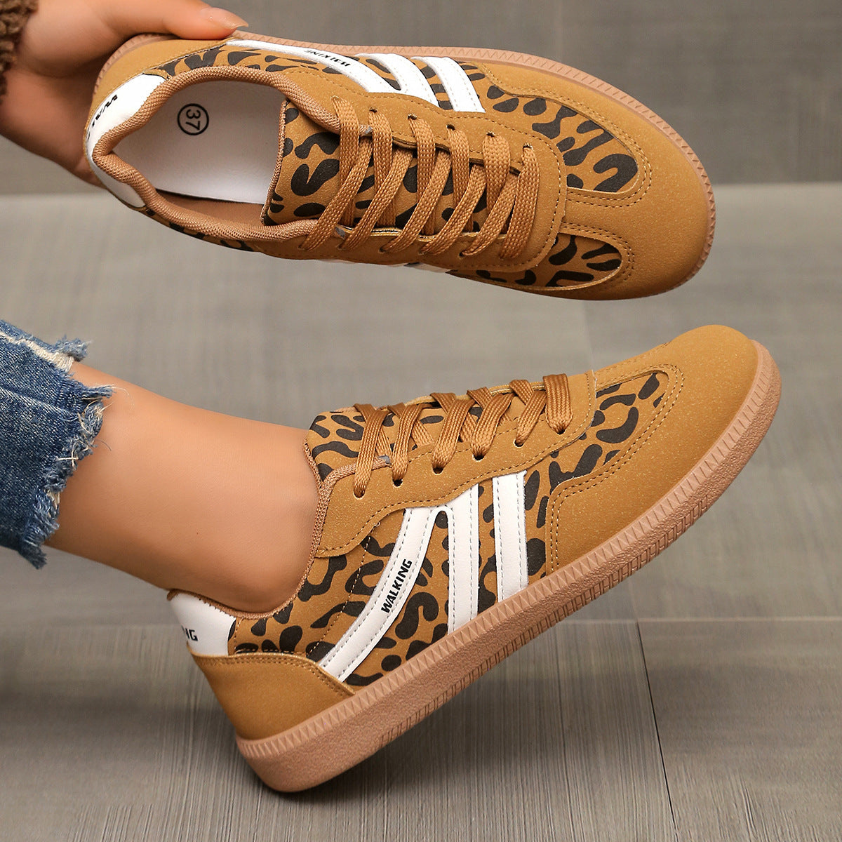 Damskie retro casualowe sneakersy do chodzenia z sznurowaniem