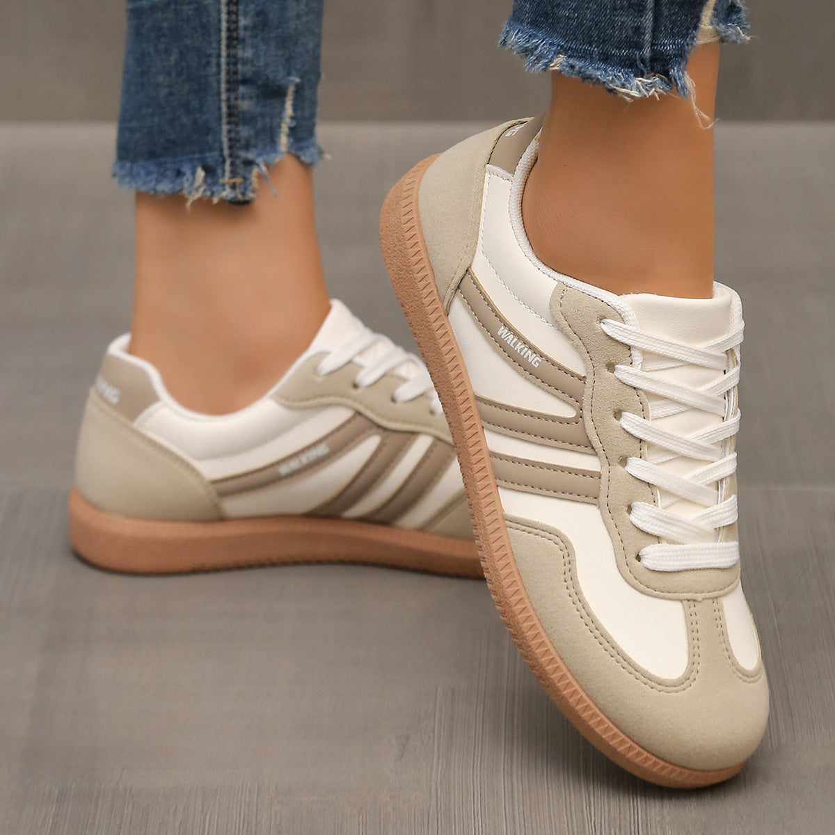 Damskie retro casualowe sneakersy do chodzenia z sznurowaniem