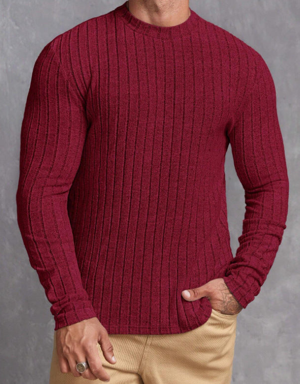 Maglione da uomo a coste con scollo girocollo
