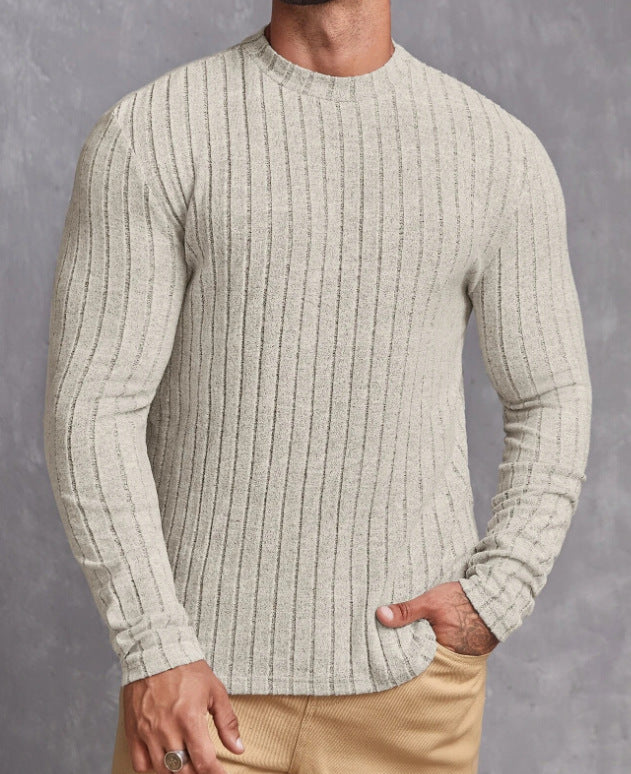 Maglione da uomo a coste con scollo girocollo