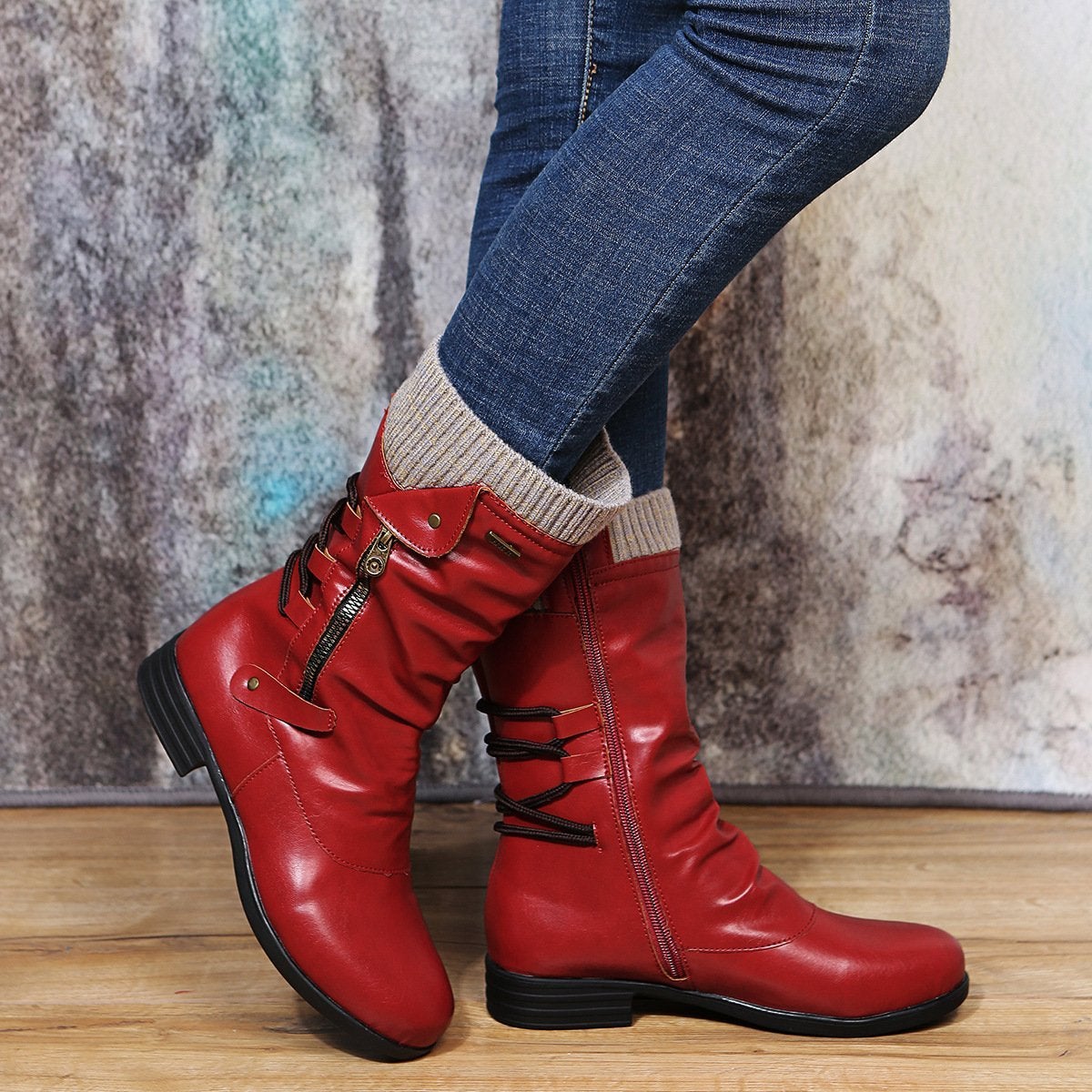 Women's Mid-Calf Side Zip Casual Boots