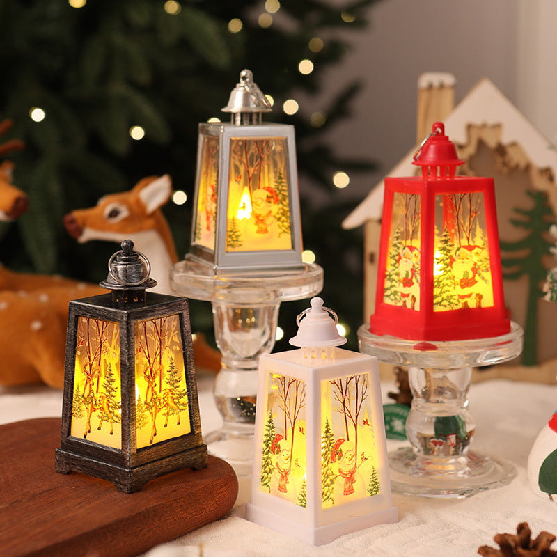Decoración de farol navideño iluminado