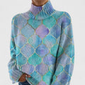 Damenpullover mit geometrischem Muster und Stehkragen