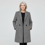 Women's Double-Breasted Houndstooth Longline Coat