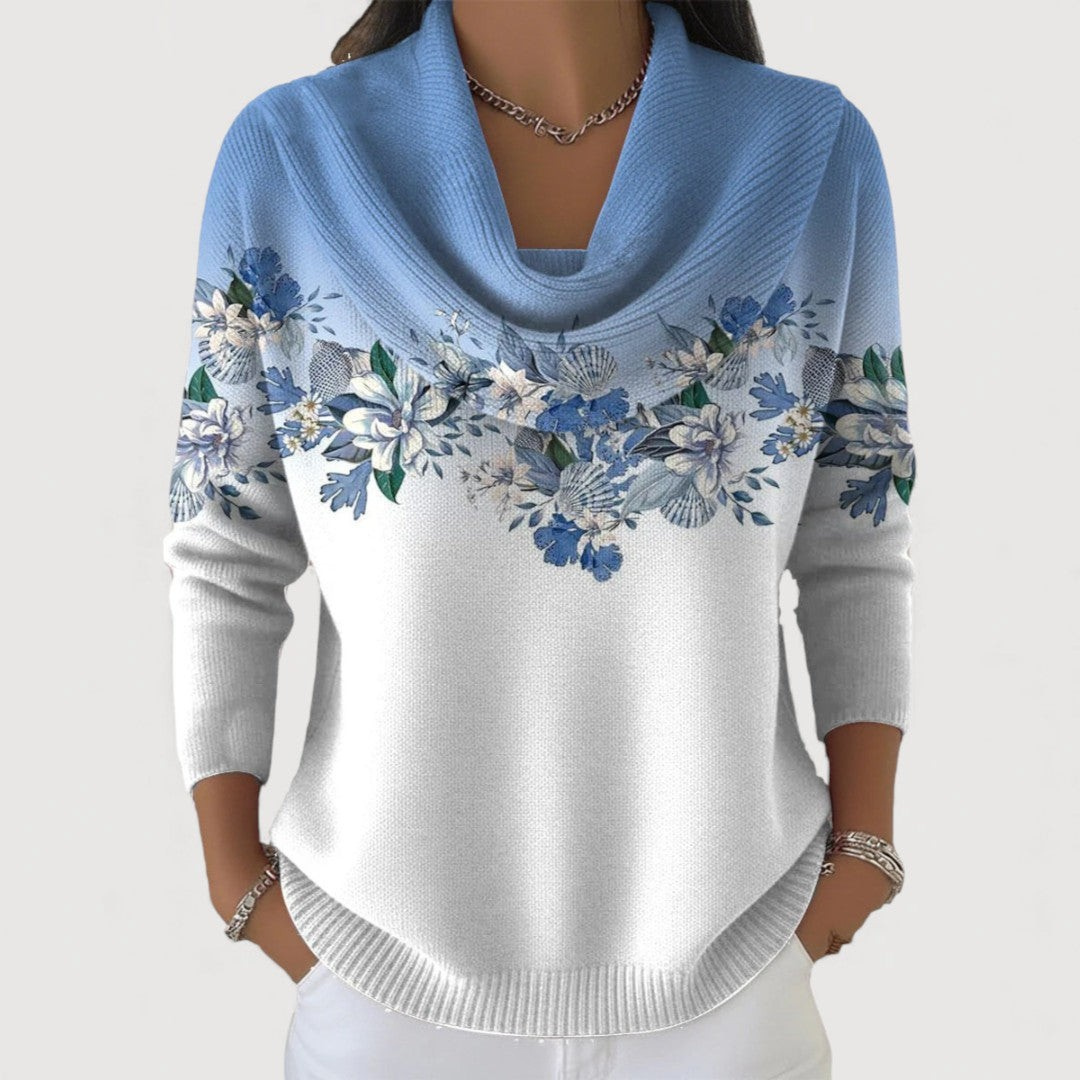 Haut en maille floral pour femme à col bénitier