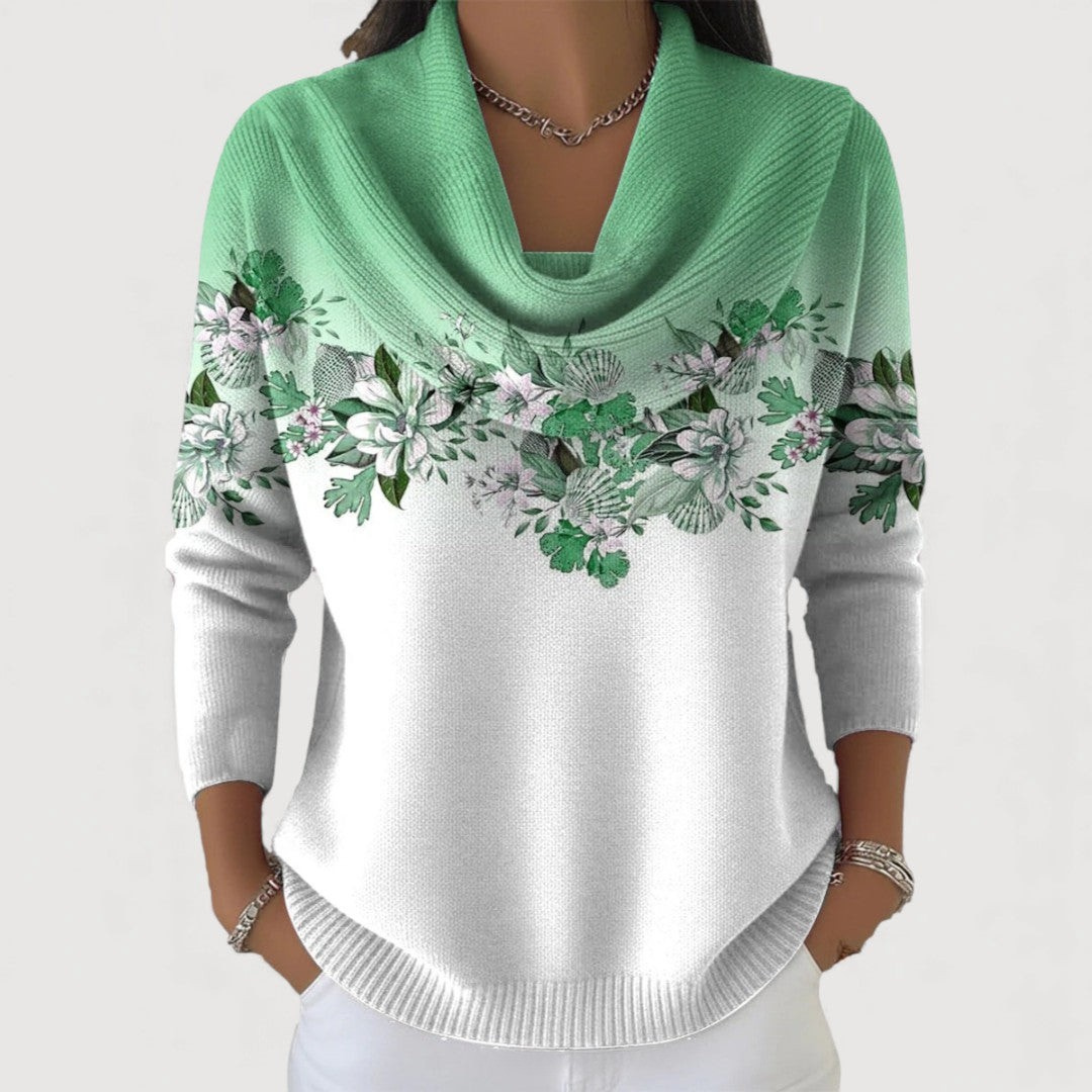Haut en maille floral pour femme à col bénitier