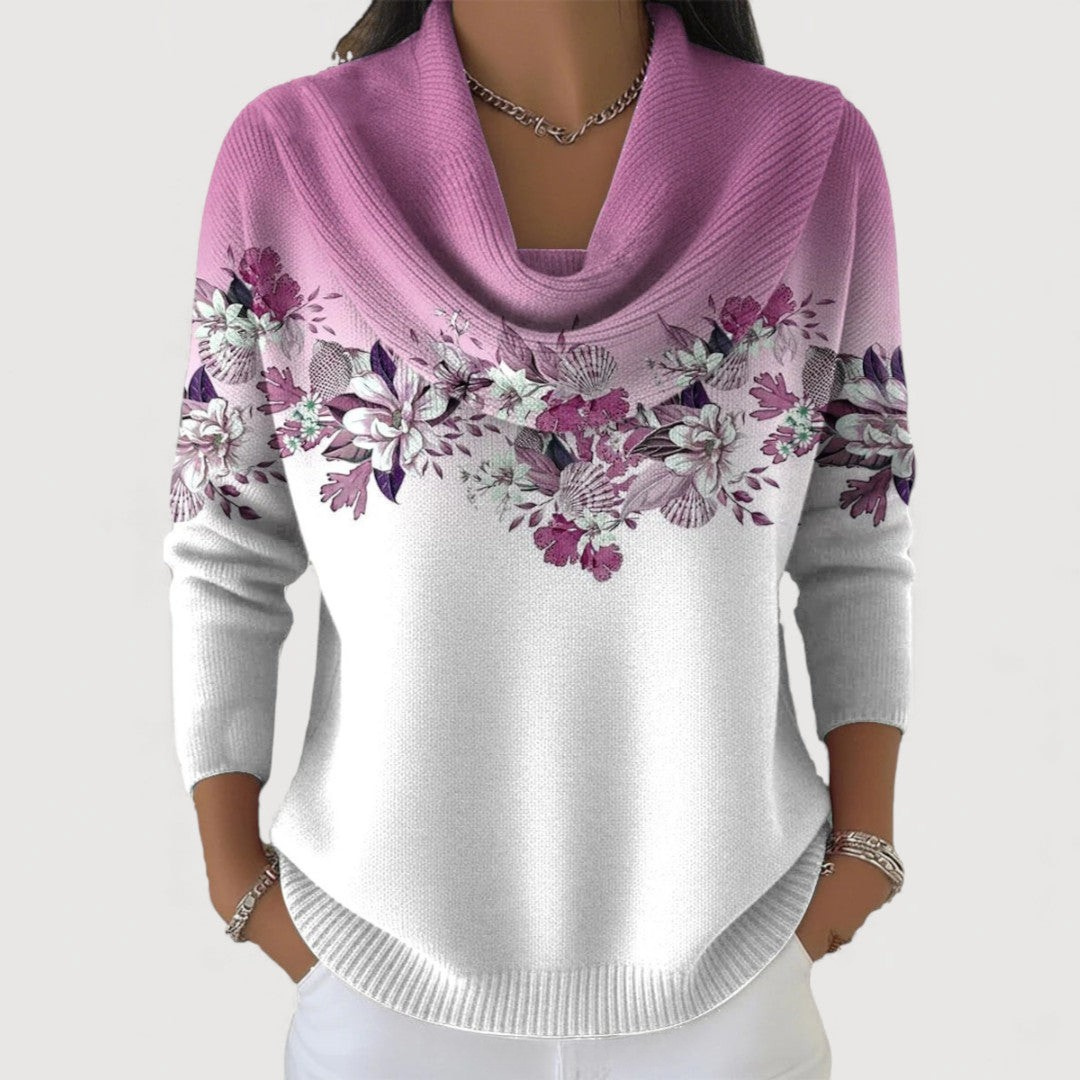 Haut en maille floral pour femme à col bénitier