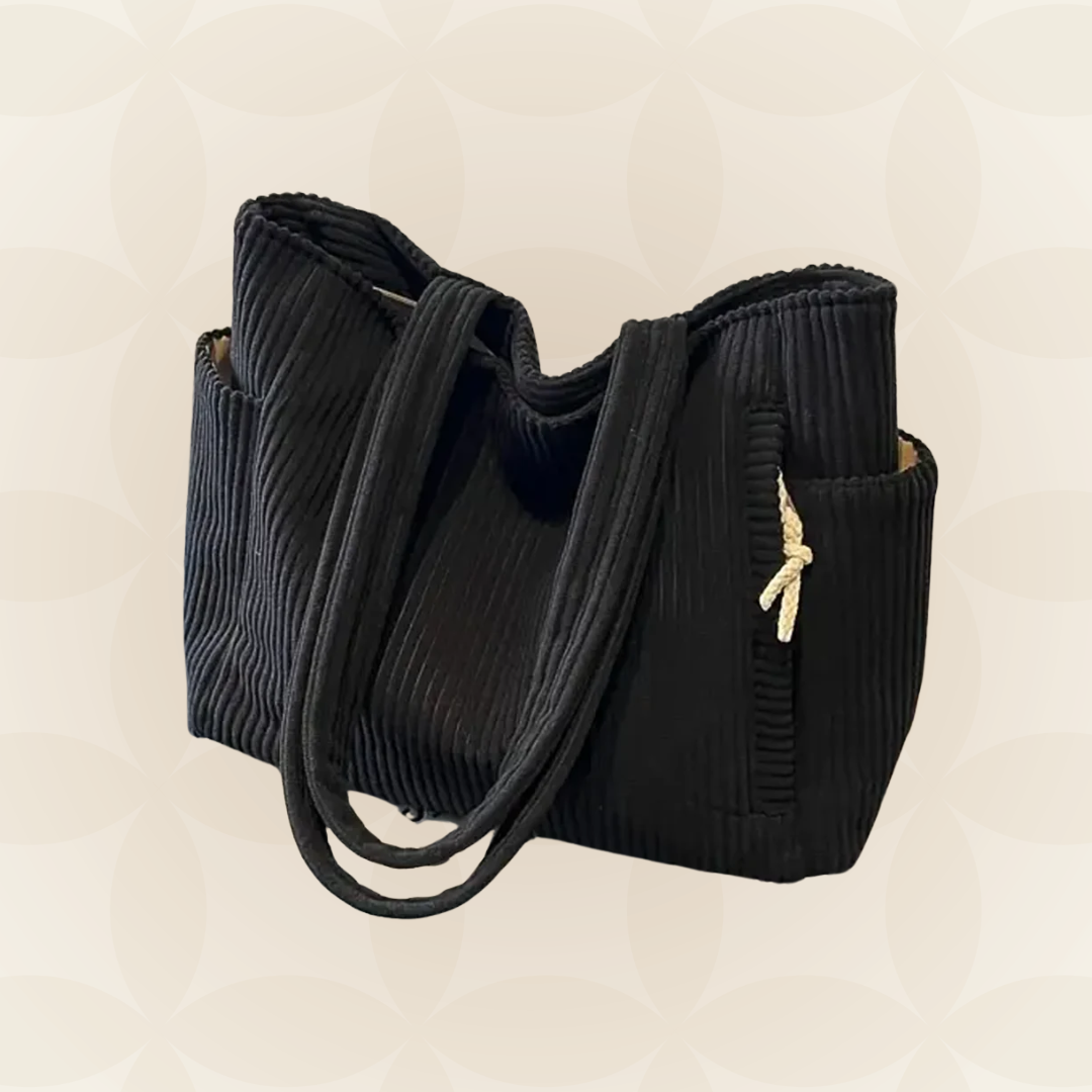 Sac cabas bandoulière en velours côtelé pour femme