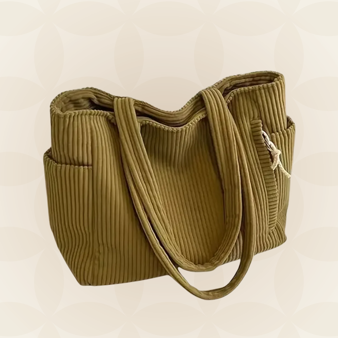 Sac cabas bandoulière en velours côtelé pour femme