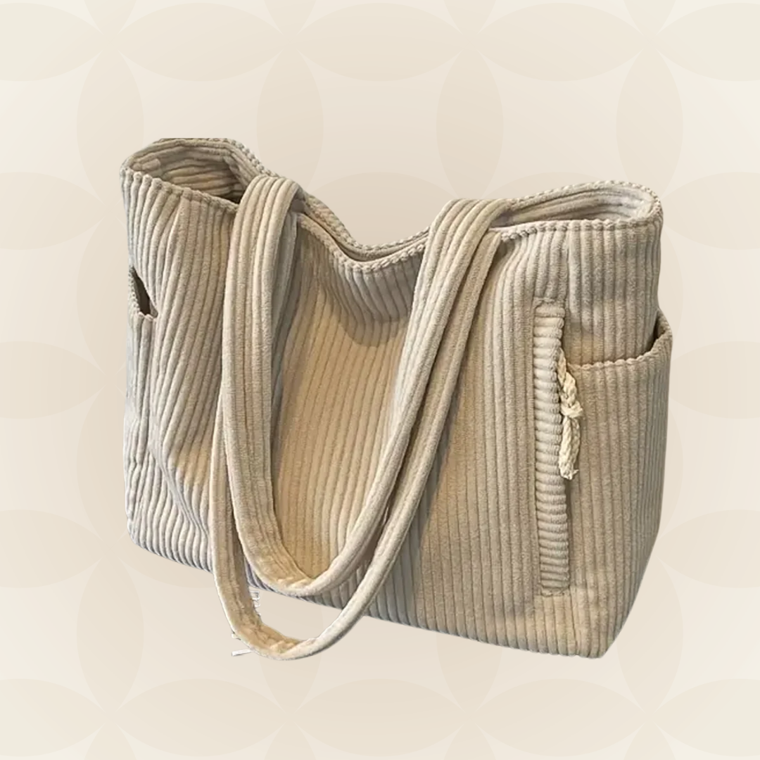 Sac cabas bandoulière en velours côtelé pour femme