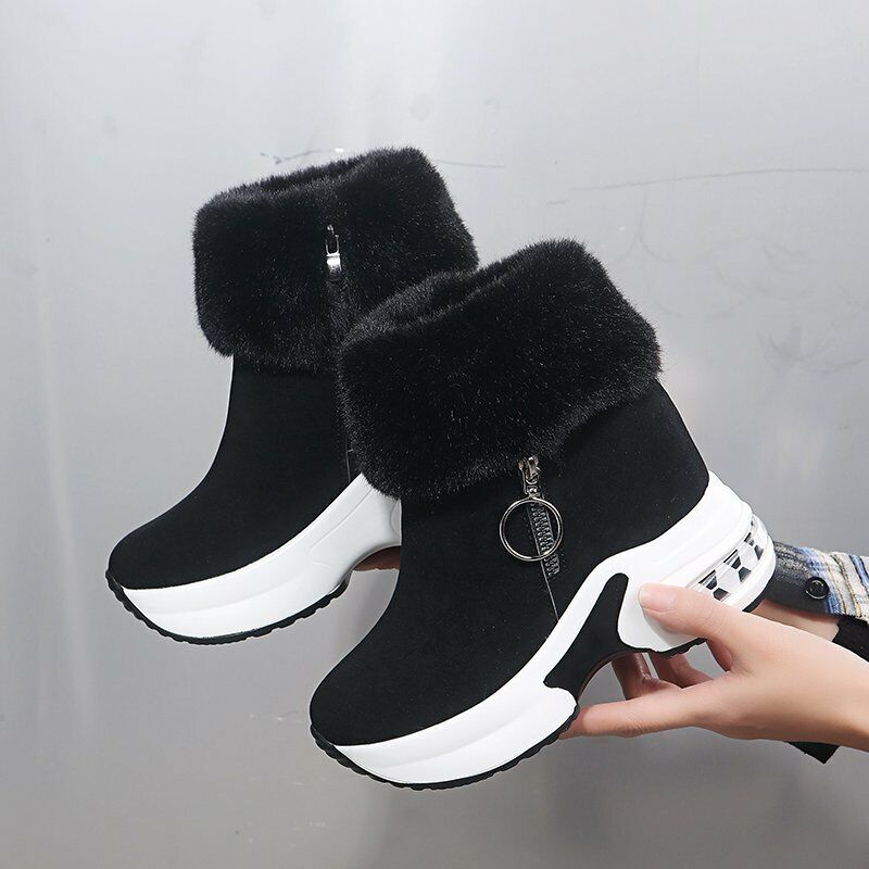 Keilstiefel aus Kunstpelz für Damen