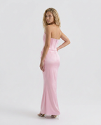 Women's Strapless Satin Maxi Dress for Elegant Formal Evening Styling