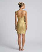 Women's Metallic Bodycon Mini Dress for Glamorous Evening Party Styling