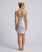 Women's Metallic Bodycon Mini Dress for Glamorous Evening Party Styling
