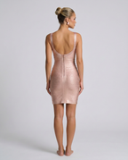 Women's Metallic Bodycon Mini Dress for Glamorous Evening Party Styling