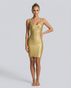 Women's Metallic Bodycon Mini Dress for Glamorous Evening Party Styling