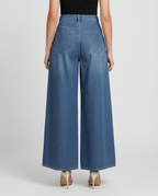 Women's High-Waisted Wide-Leg Denim Trousers