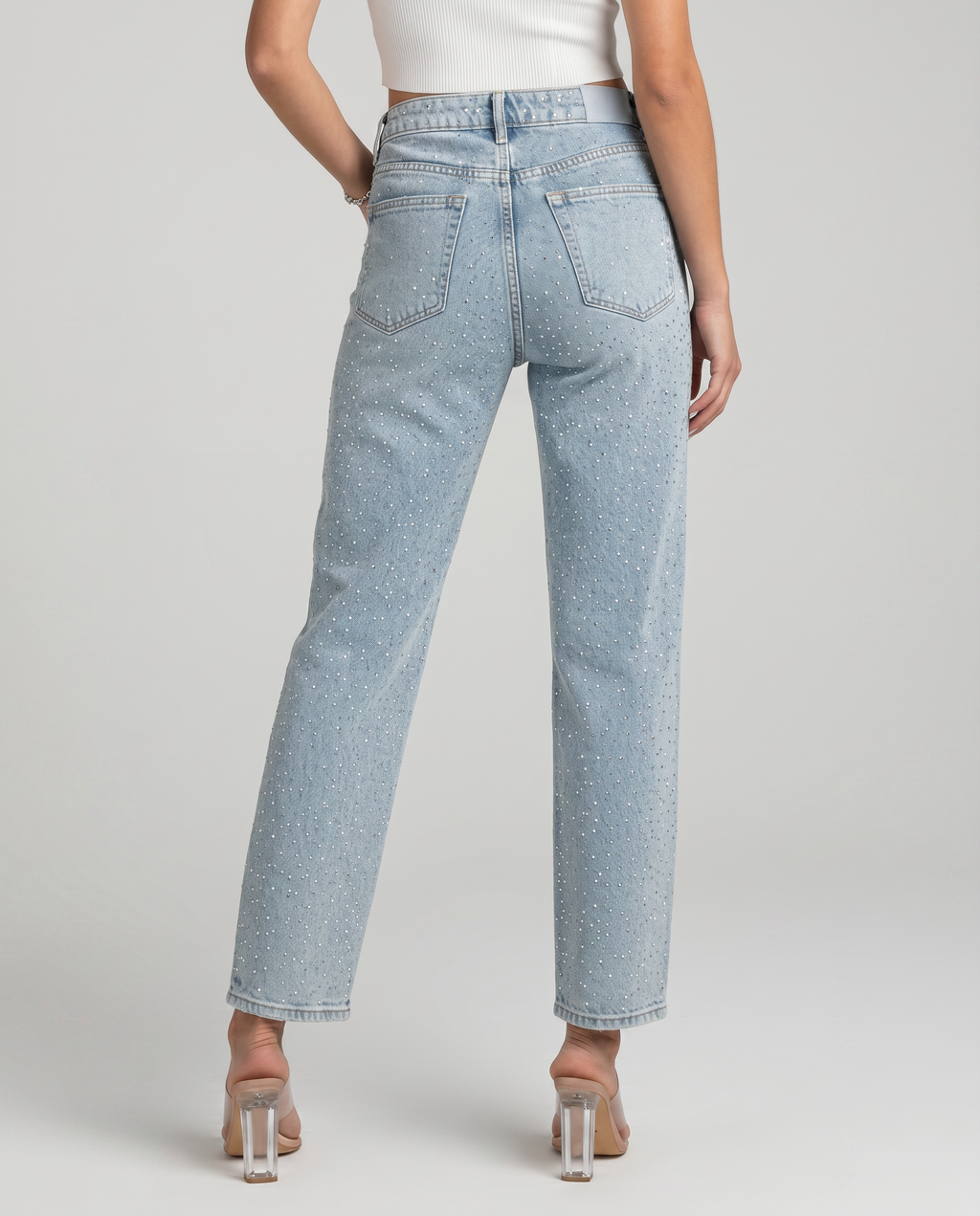 Women's Rhinestone Straight-Leg Jeans