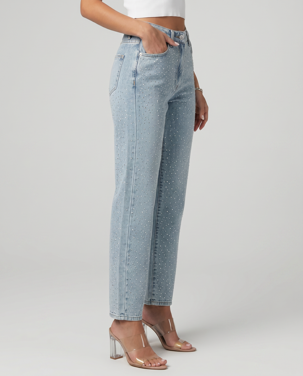 Women's Rhinestone Straight-Leg Jeans