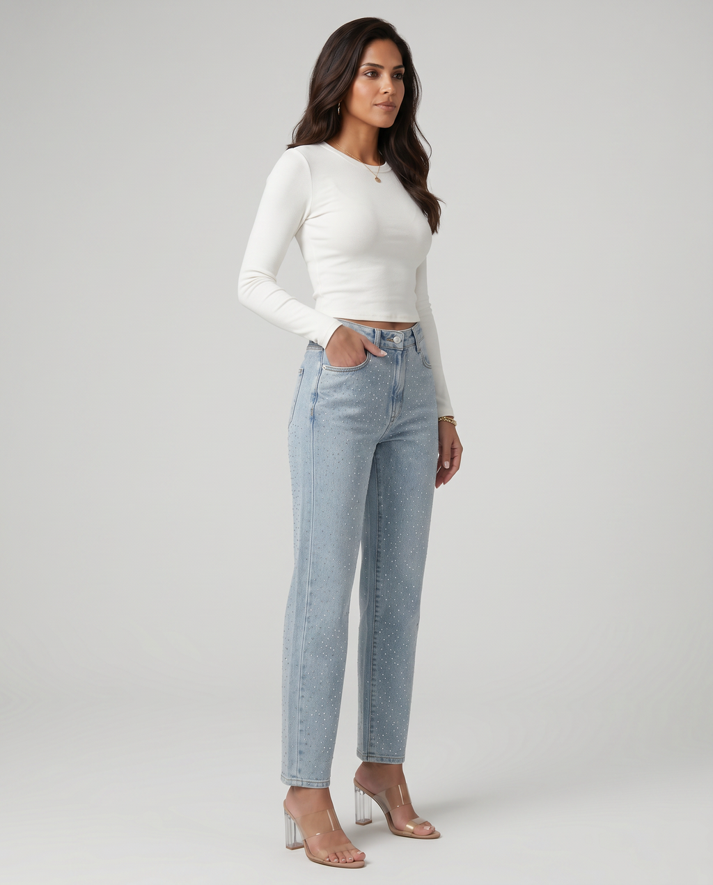Women's Rhinestone Straight-Leg Jeans
