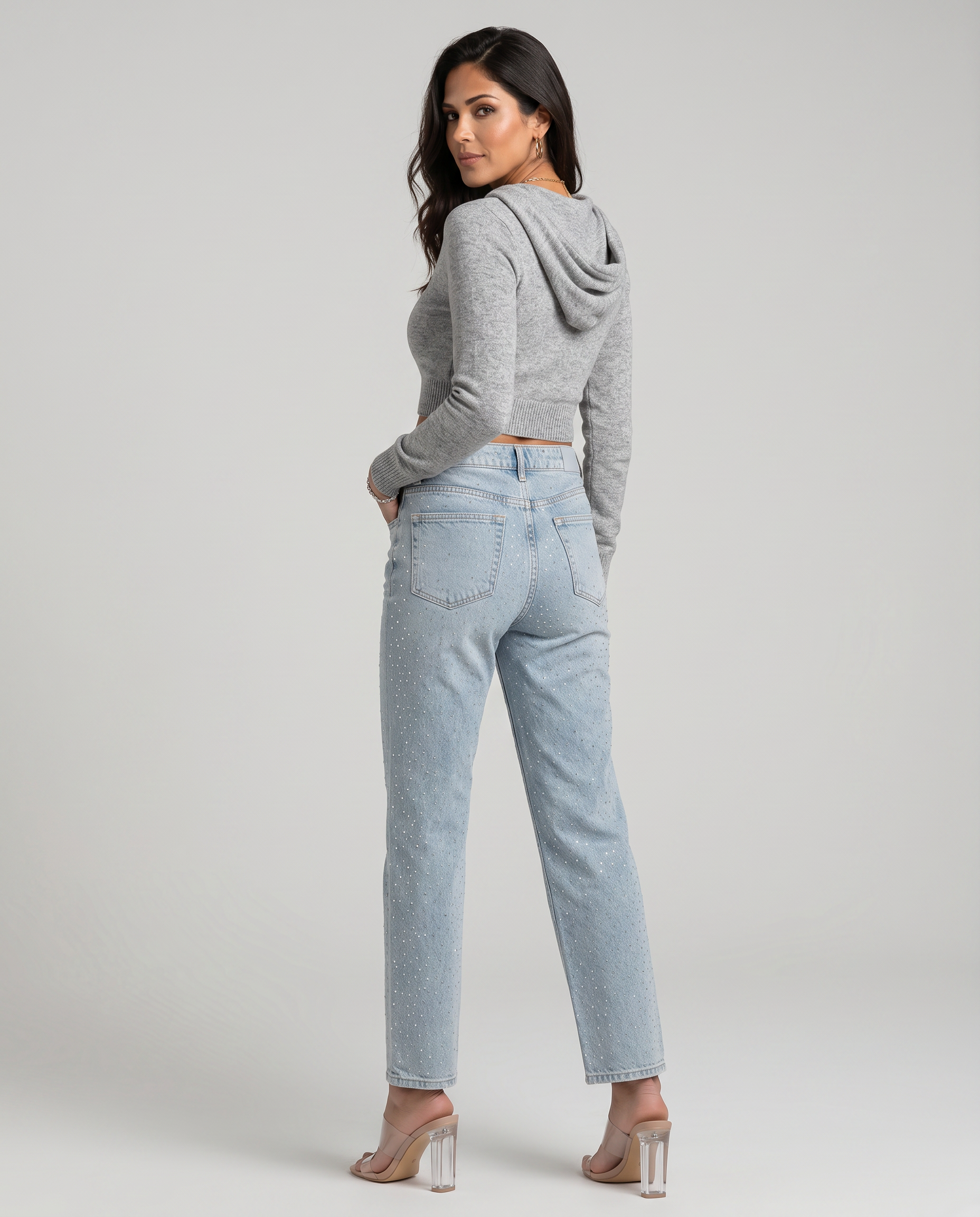 Women's Rhinestone Straight-Leg Jeans