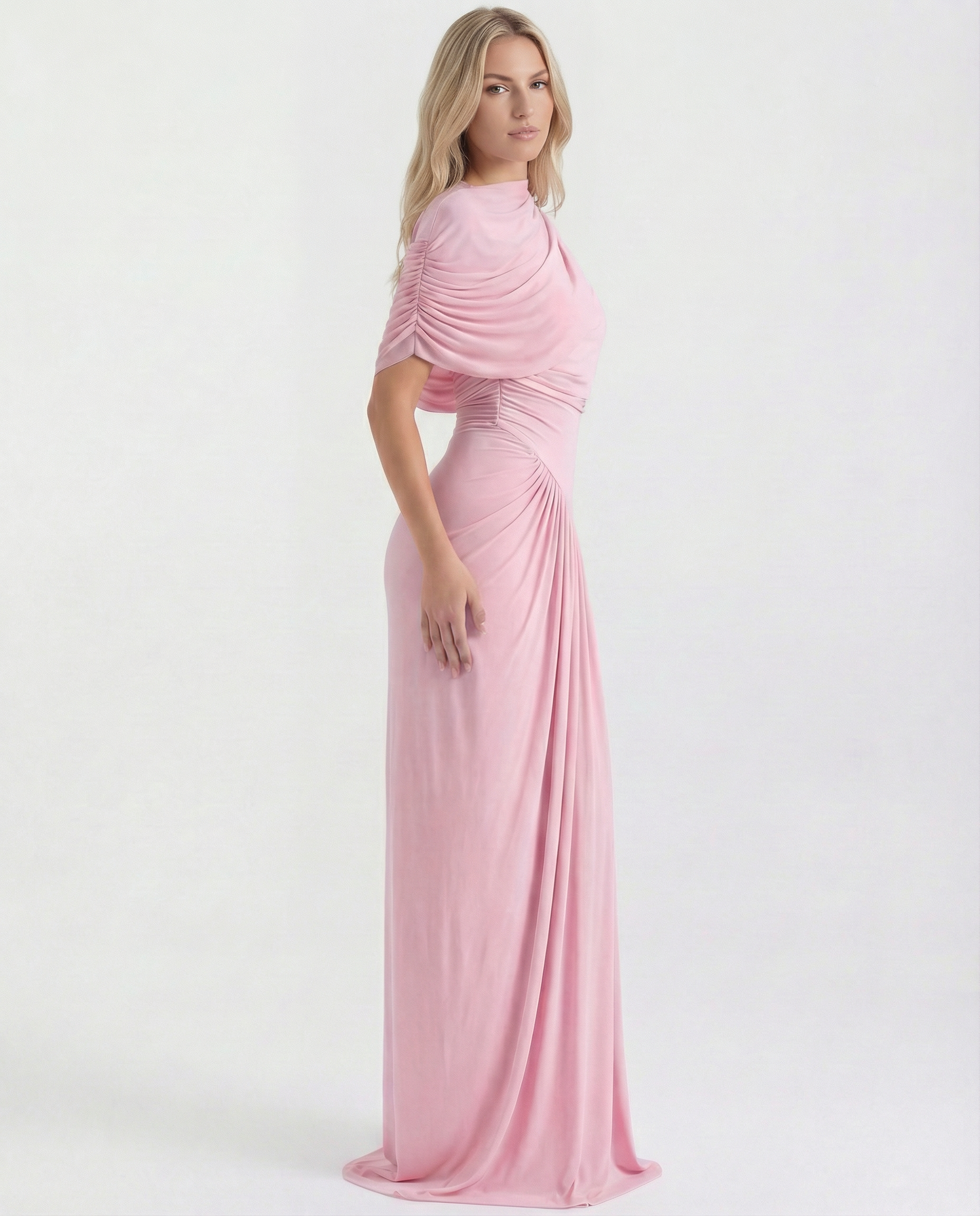 Women's Draped Maxi Dress for Elegant Evening and Formal Occasion Styling