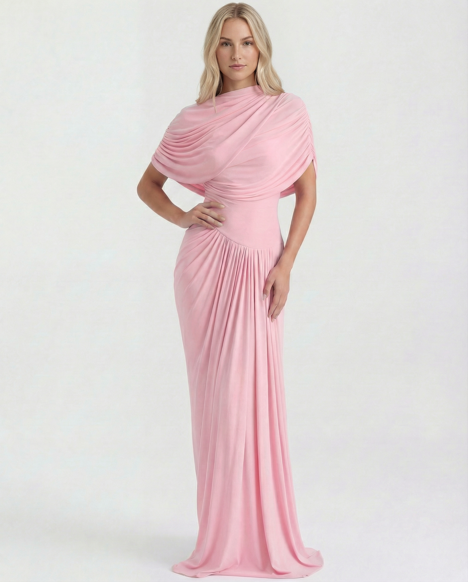 Women's Draped Maxi Dress for Elegant Evening and Formal Occasion Styling