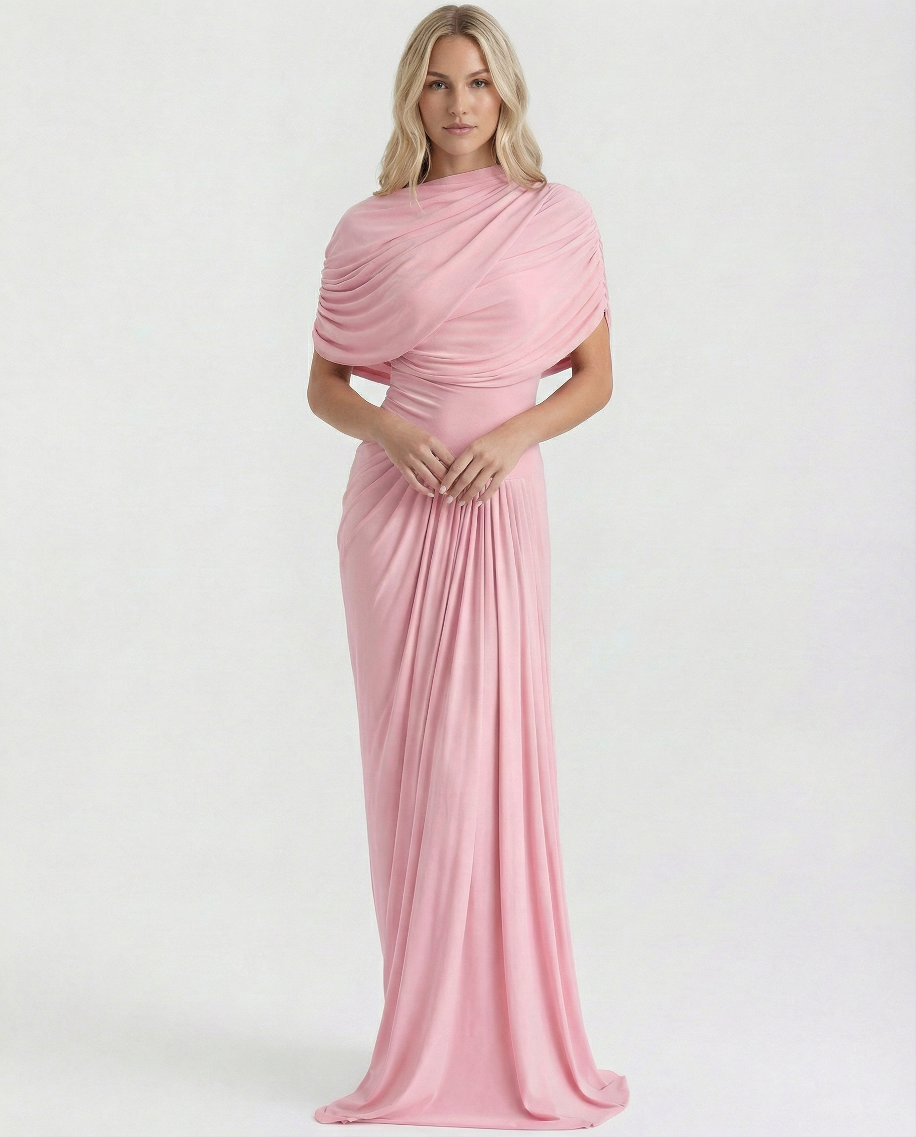 Women's Draped Maxi Dress for Elegant Evening and Formal Occasion Styling