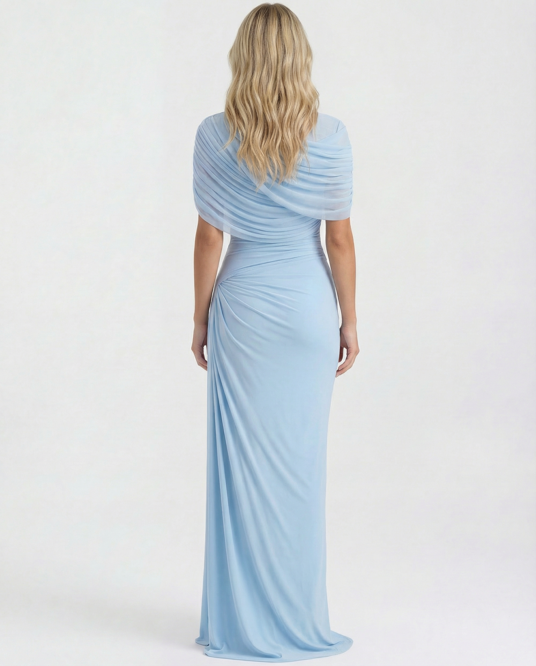 Women's Draped Maxi Dress for Elegant Evening and Formal Occasion Styling