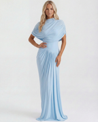 Women's Draped Maxi Dress for Elegant Evening and Formal Occasion Styling