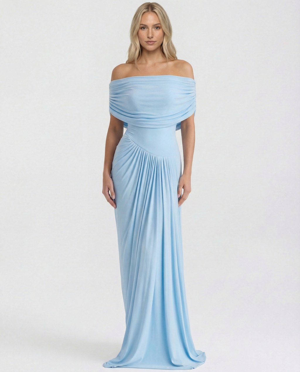 Women's Draped Maxi Dress for Elegant Evening and Formal Occasion Styling