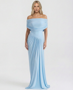 Women's Draped Maxi Dress for Elegant Evening and Formal Occasion Styling