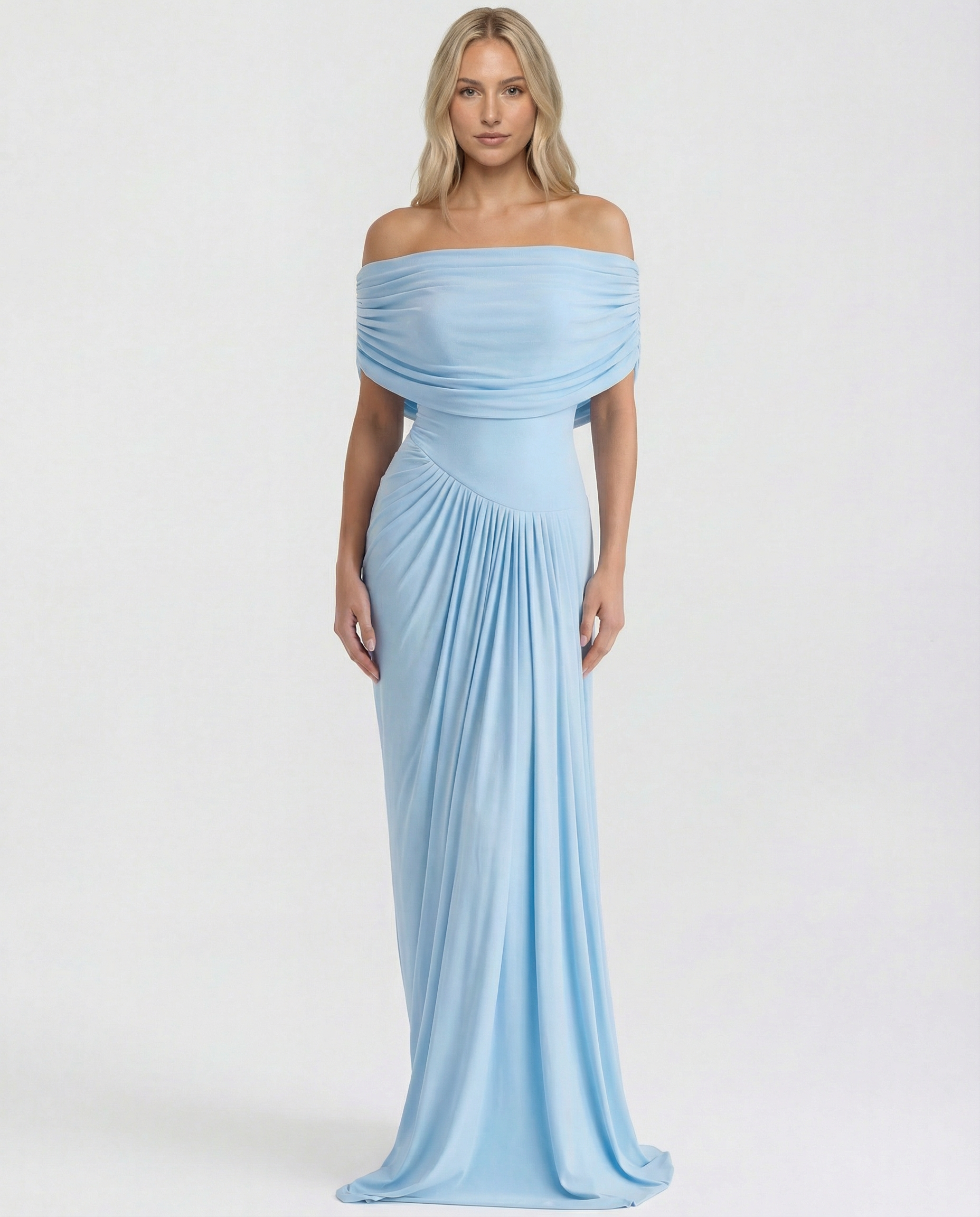 Women's Draped Maxi Dress for Elegant Evening and Formal Occasion Styling