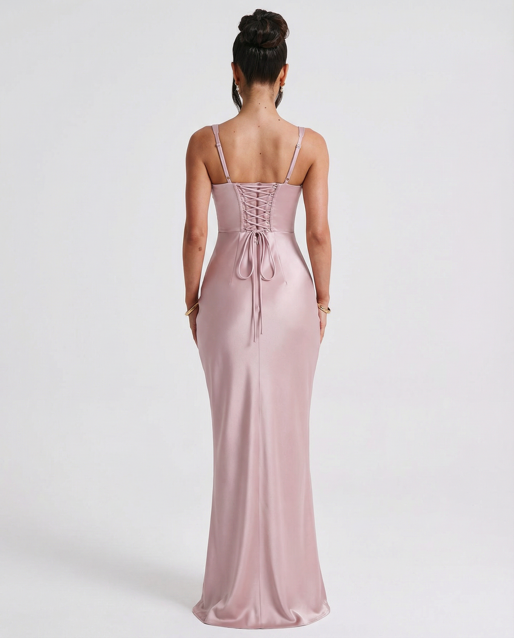 Women's Corset Maxi Dress with Plunging Neckline for Elegant Evenings
