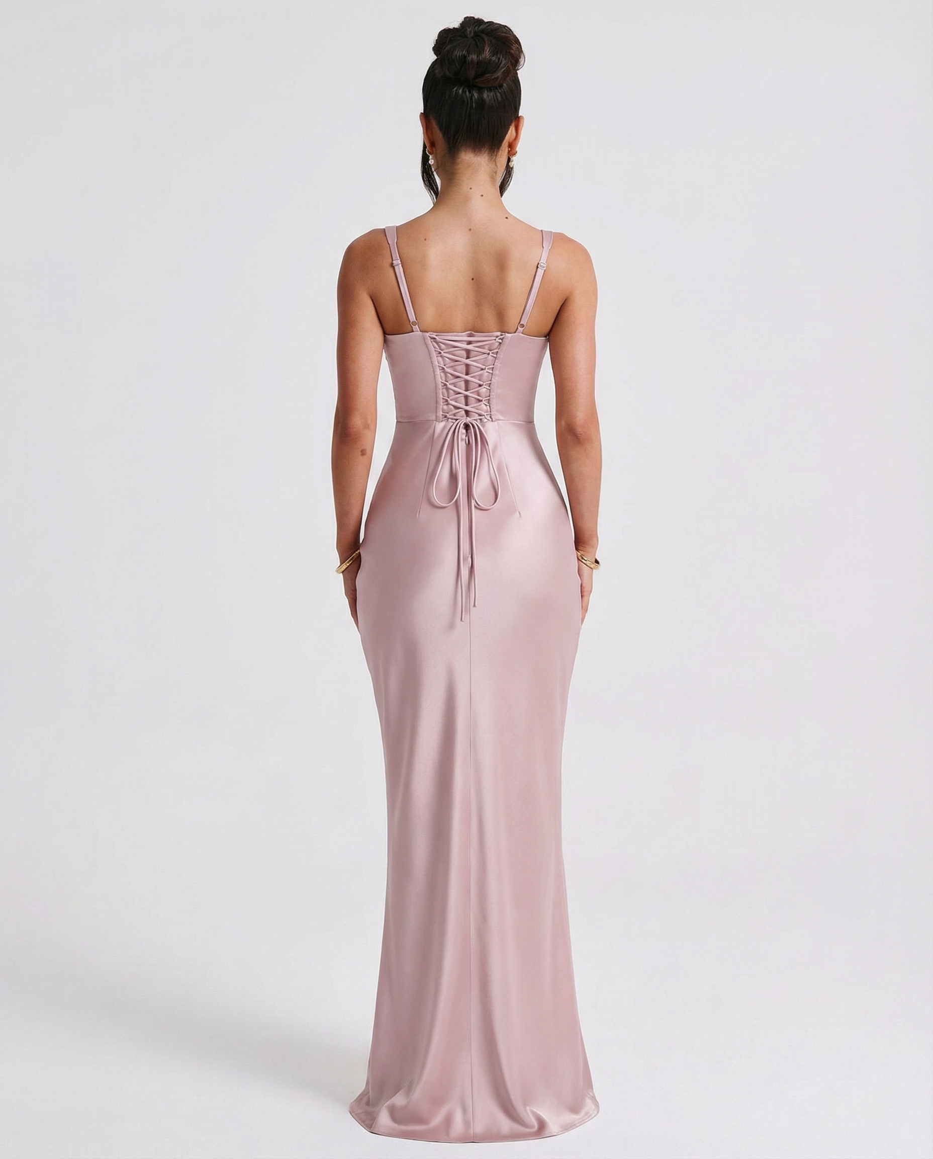 Women's Corset Maxi Dress with Plunging Neckline for Elegant Evenings