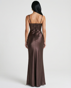 Women's Corset Maxi Dress with Plunging Neckline for Elegant Evenings
